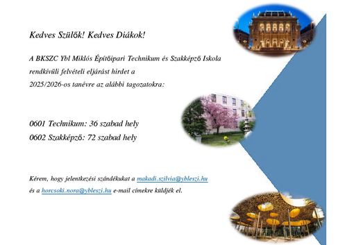 Rendkívüli felvételi eljárás 2025.